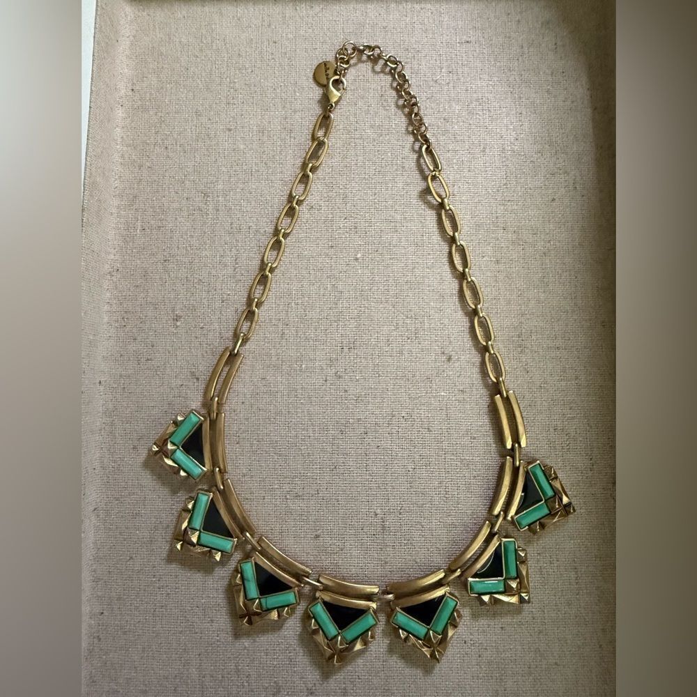 Stella & Dot Gold Necklace with Green Accents